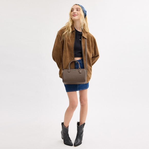 NEVER USED - Rowan Satchel Bag in Dark Stone with Gunmetal Accents - Picture 5 of 11